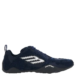 Sneaker Monday Ultra Low Top with Logo Detail on the Side and Velvet Inserts in Blue Tech Fabric for Men