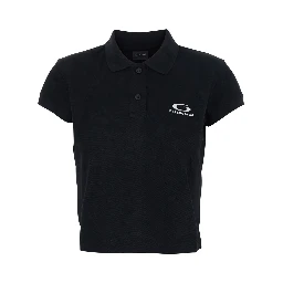 Black Womens Cotton Logo Polo