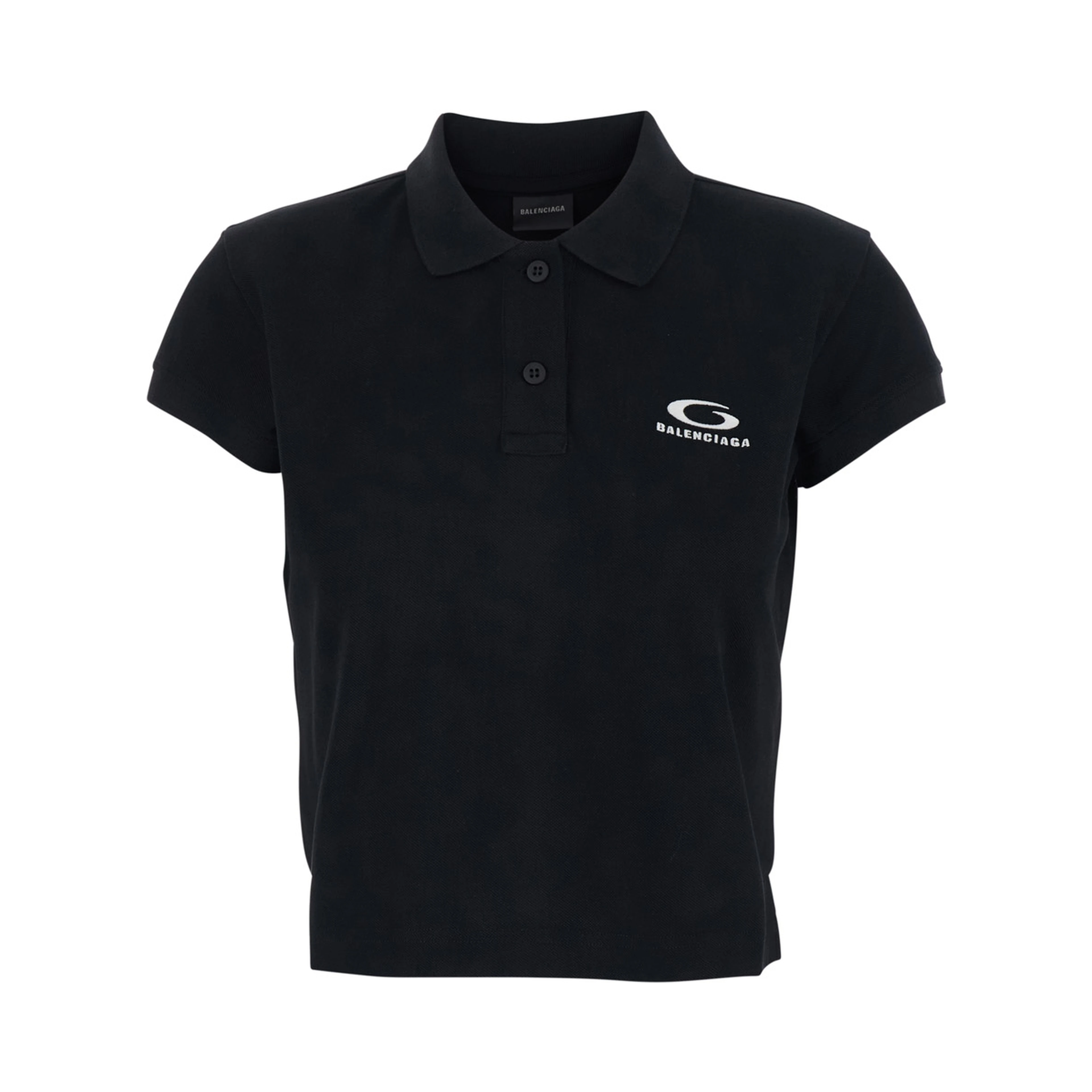 Black Womens Cotton Logo Polo