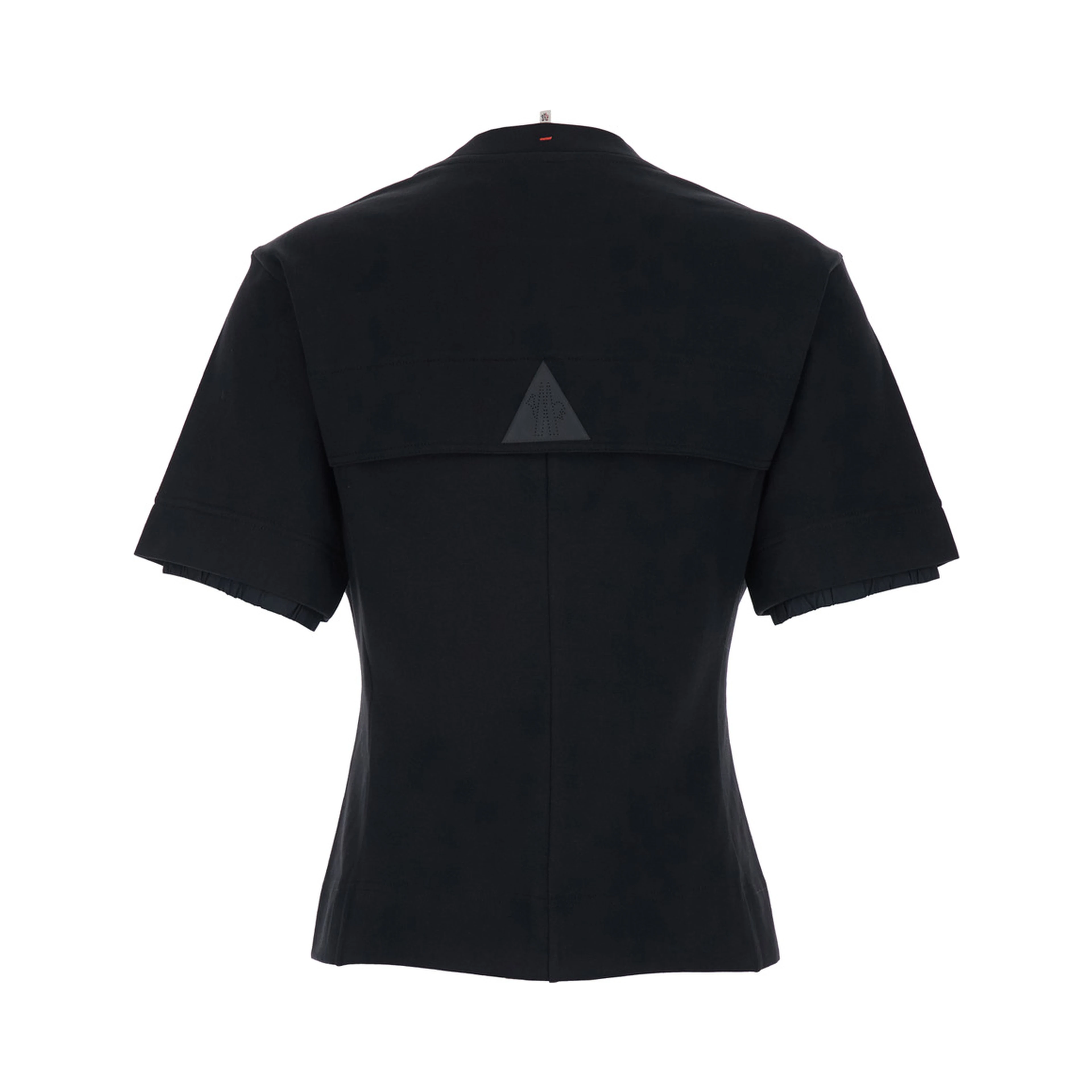 Crew Neck T-Shirt with Logo on Front and Back in Tech Fabric Black Women