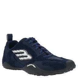 Sneaker Monday Ultra Low Top with Logo Detail on the Side and Velvet Inserts in Blue Tech Fabric for Men