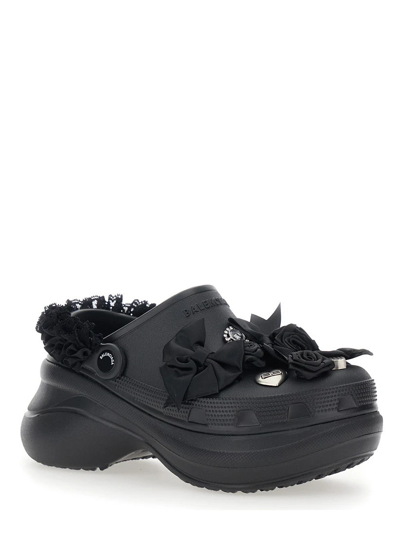 Jibbitz x Crocs Black Mule with Logo Plaque and Applications in Rubber Woman