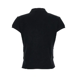 Black Womens Cotton Logo Polo