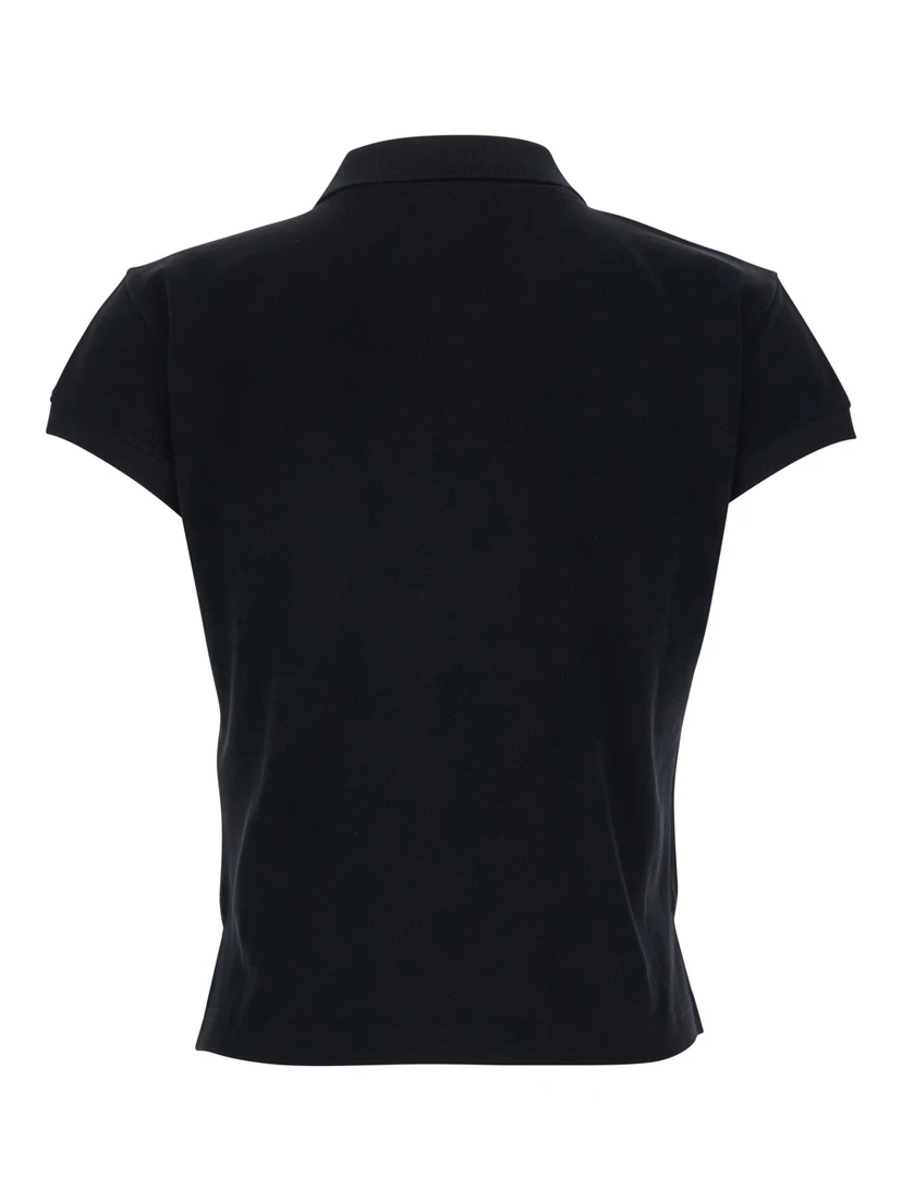 Black Womens Cotton Logo Polo