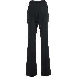 Black Straight-leg pants with Front Pleats in Wool for Women