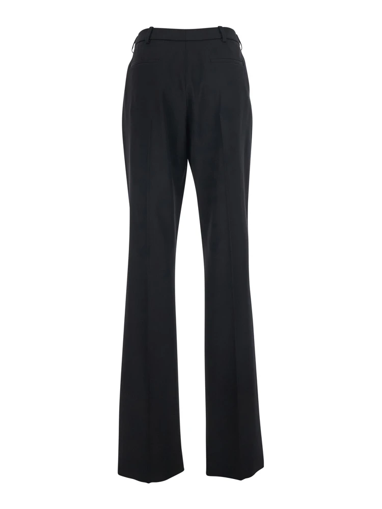 Black Straight-leg pants with Front Pleats in Wool for Women alternative