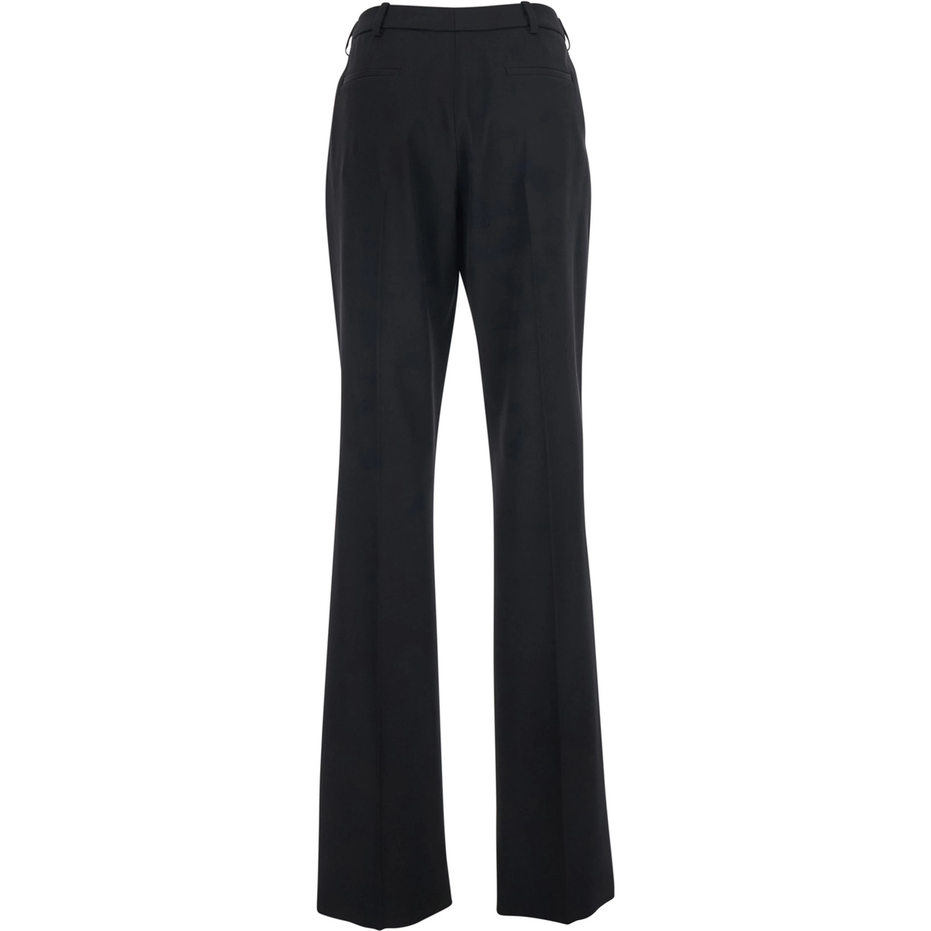 Black Straight-leg pants with Front Pleats in Wool for Women