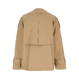 Short Double-breasted Trench in Tech Fabric Beige Women