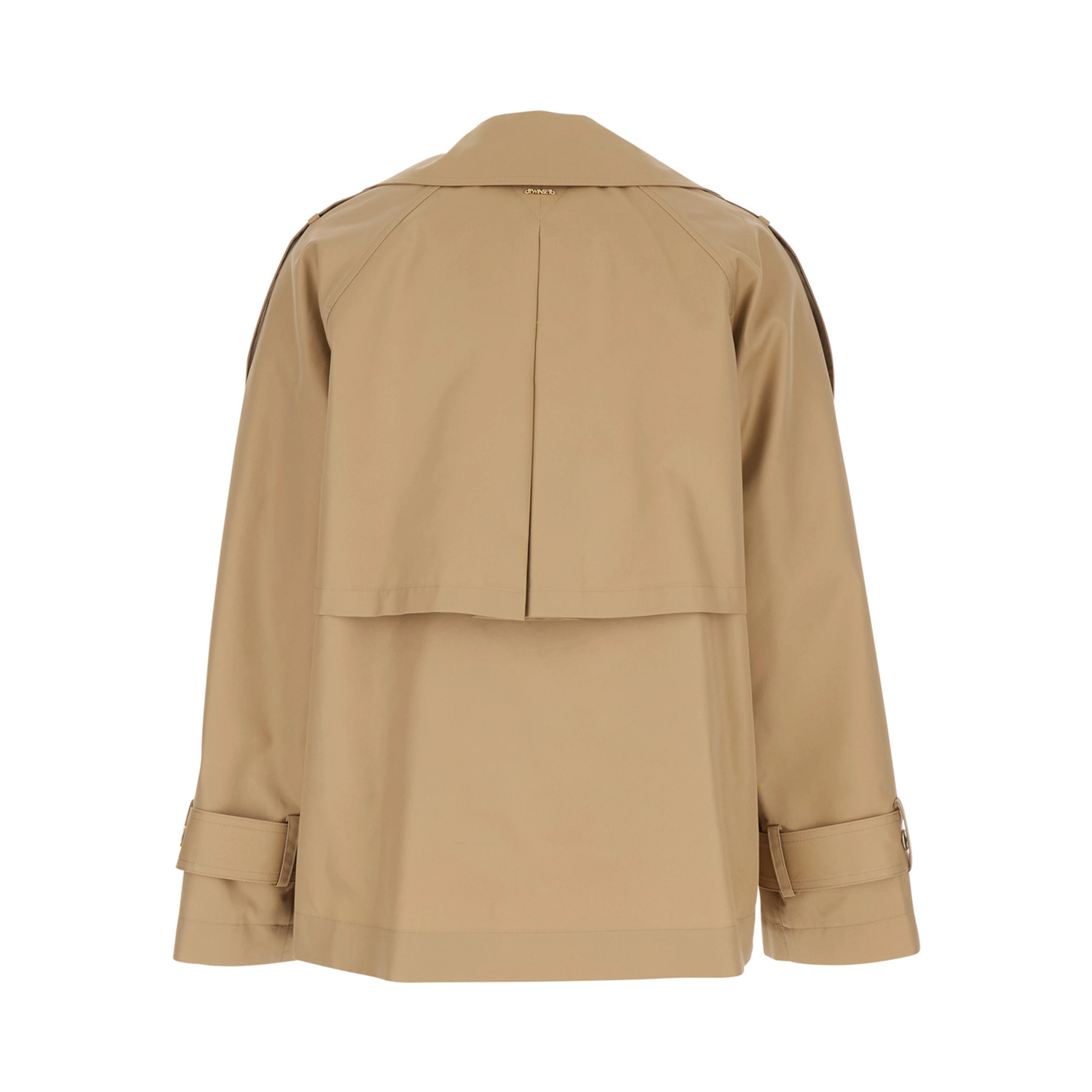 Short Double-breasted Trench in Tech Fabric Beige Women