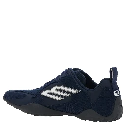 Sneaker Monday Ultra Low Top with Logo Detail on the Side and Velvet Inserts in Blue Tech Fabric for Men