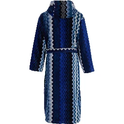 Giacomo Bathrobe with Hood in Tech Fabric Blue Unisex