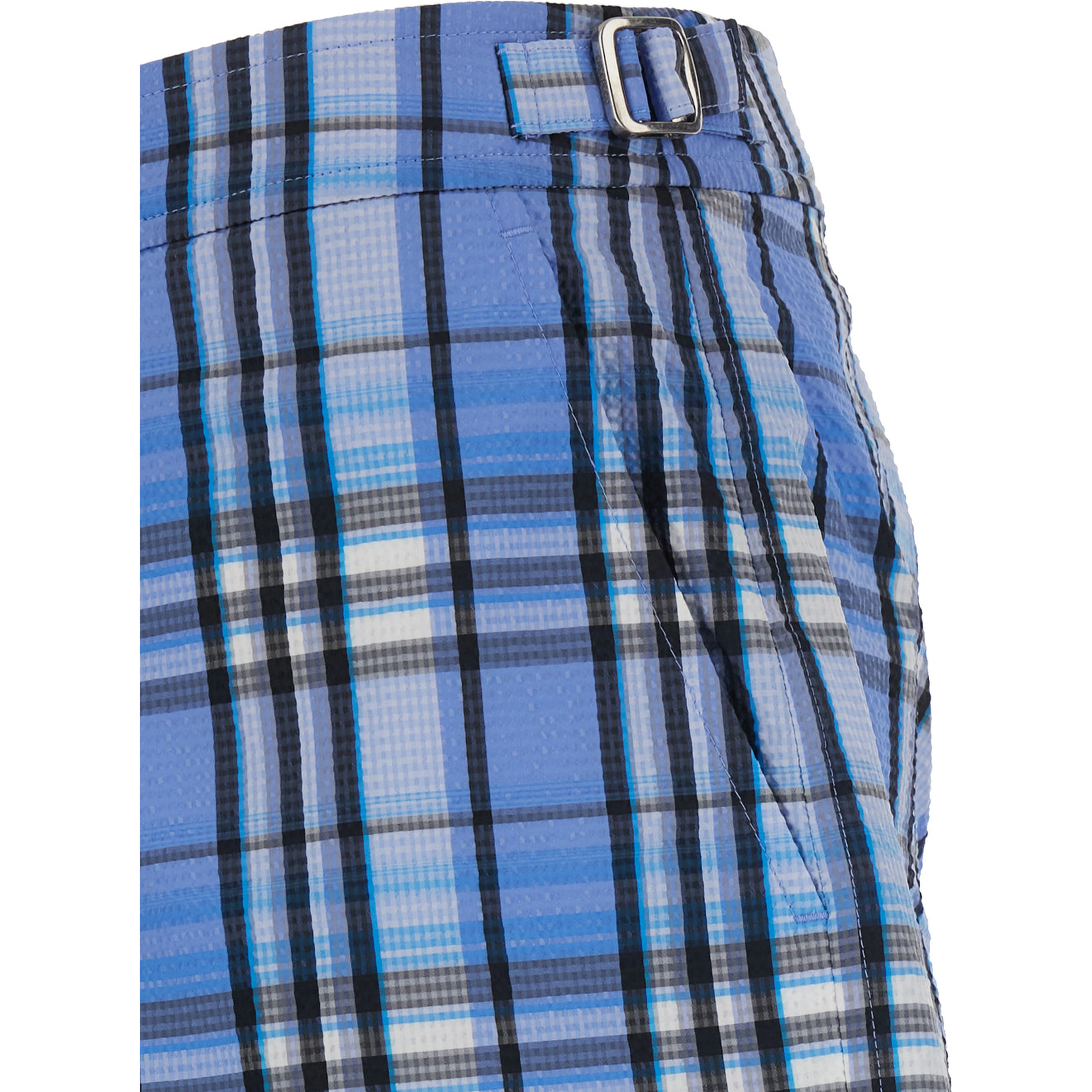 light blue Swim shorts with striped motif and logo on the front in tech fabric for men