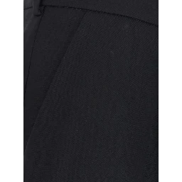 Black Straight-leg pants with Front Pleats in Wool for Women