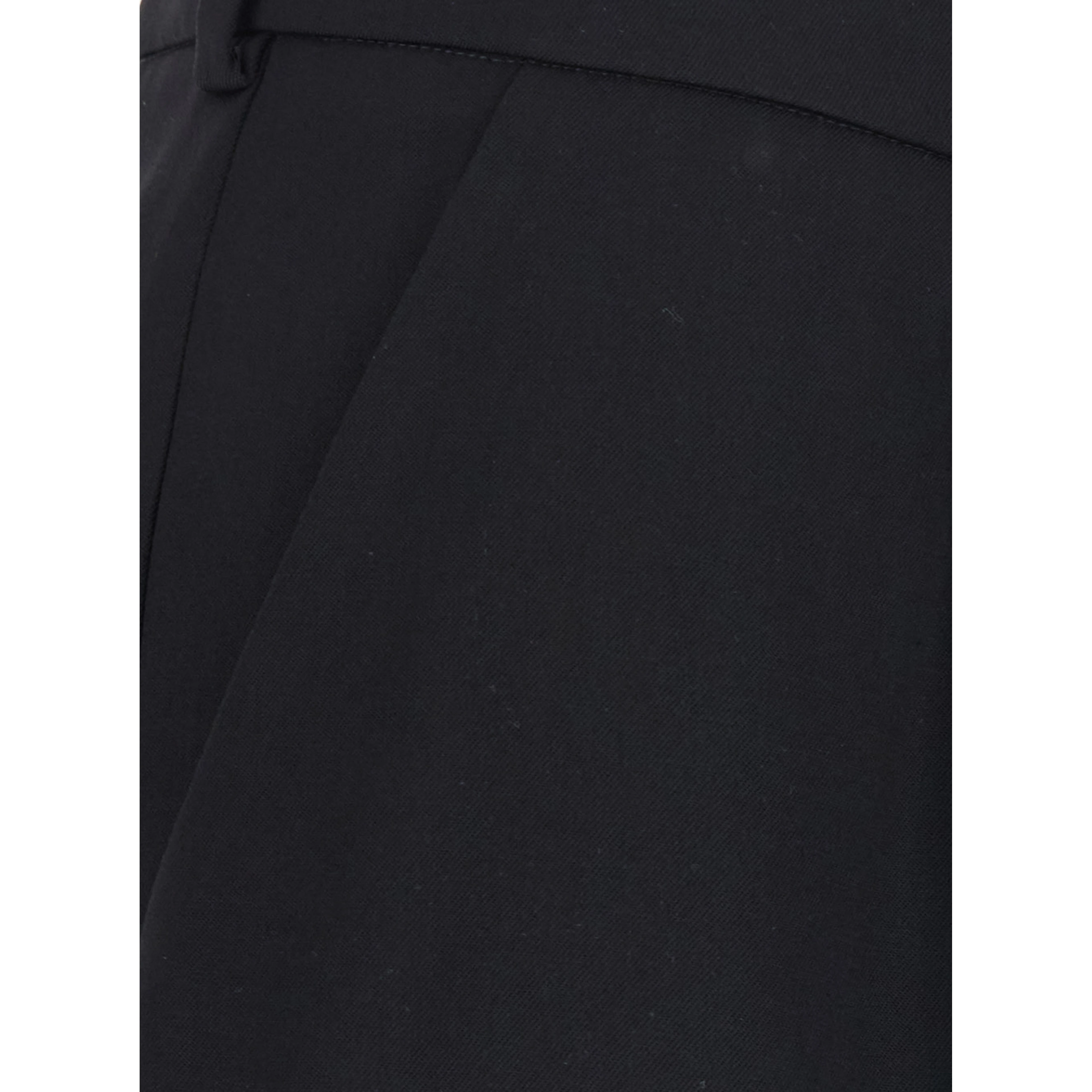 Black Straight-leg pants with Front Pleats in Wool for Women