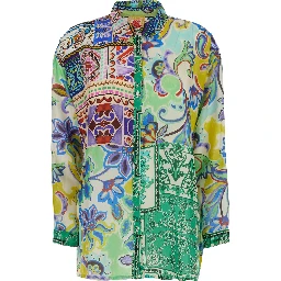The Audery Tunic Multicolor Shirt with All-Over Floral Motif in silk for Women