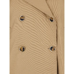 Short Double-breasted Trench in Tech Fabric Beige Women