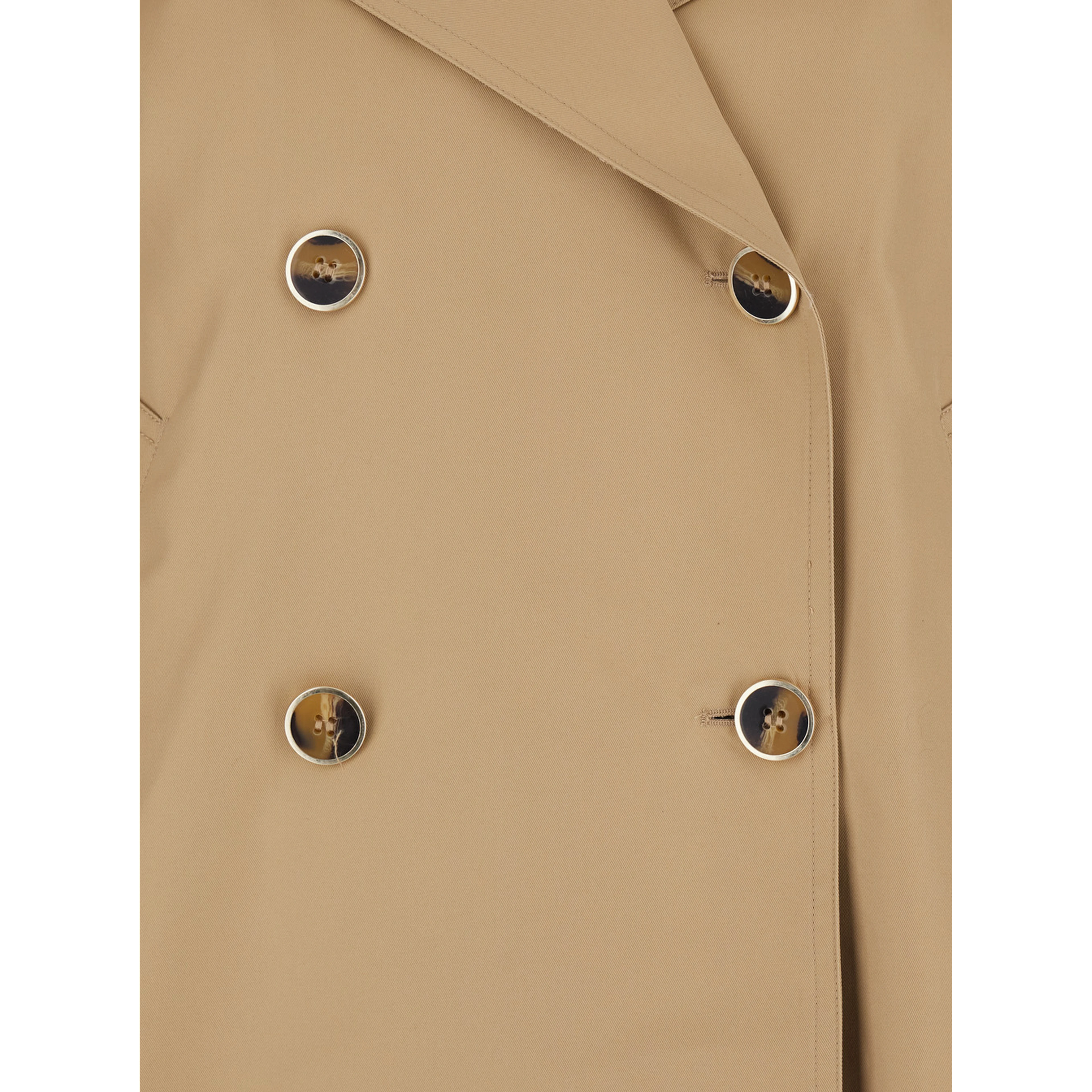Short Double-breasted Trench in Tech Fabric Beige Women