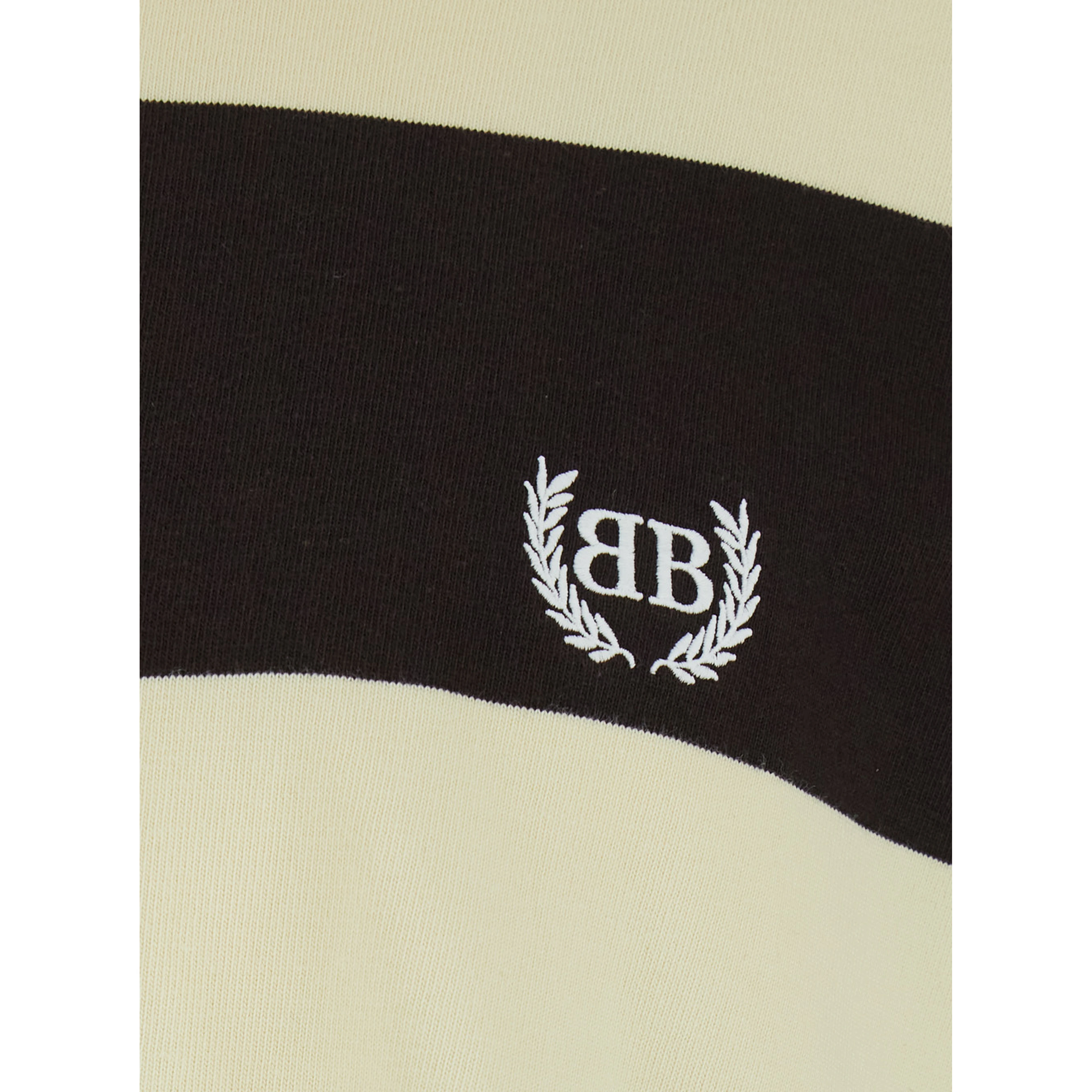 Brown Long Sleeve Polo Shirt with Logo Embroidery on the Front and All-Over Stripes in Cotton for Men