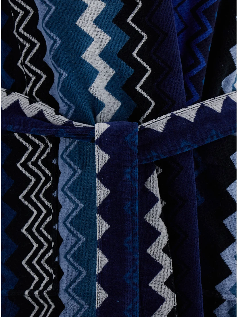 Giacomo Bathrobe with Hood in Tech Fabric Blue Unisex