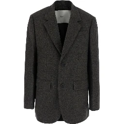 CLASSIC 2 BUTTON WOOL BLAZER with notched revers and side pockets in grey wool and cashmere for men