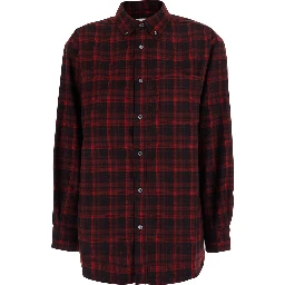 CHECKED FLANNEL BD SHIRT in Red Cotton for Men