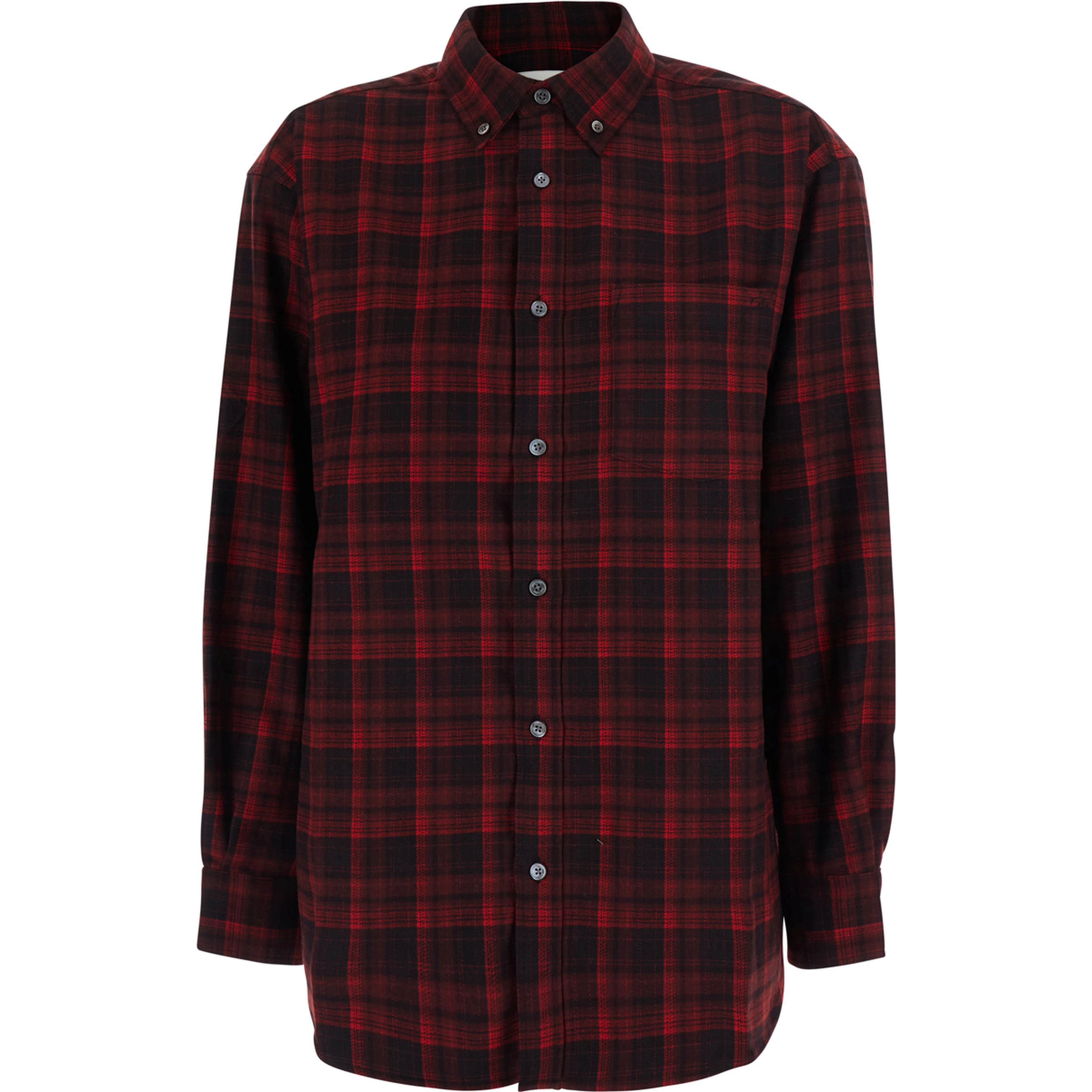 CHECKED FLANNEL BD SHIRT in Red Cotton for Men