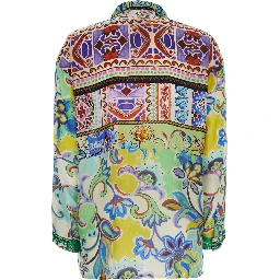 The Audery Tunic Multicolor Shirt with All-Over Floral Motif in silk for Women