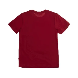 Red Crew Neck T-Shirt with Maxi Logo Print in Cotton Boy