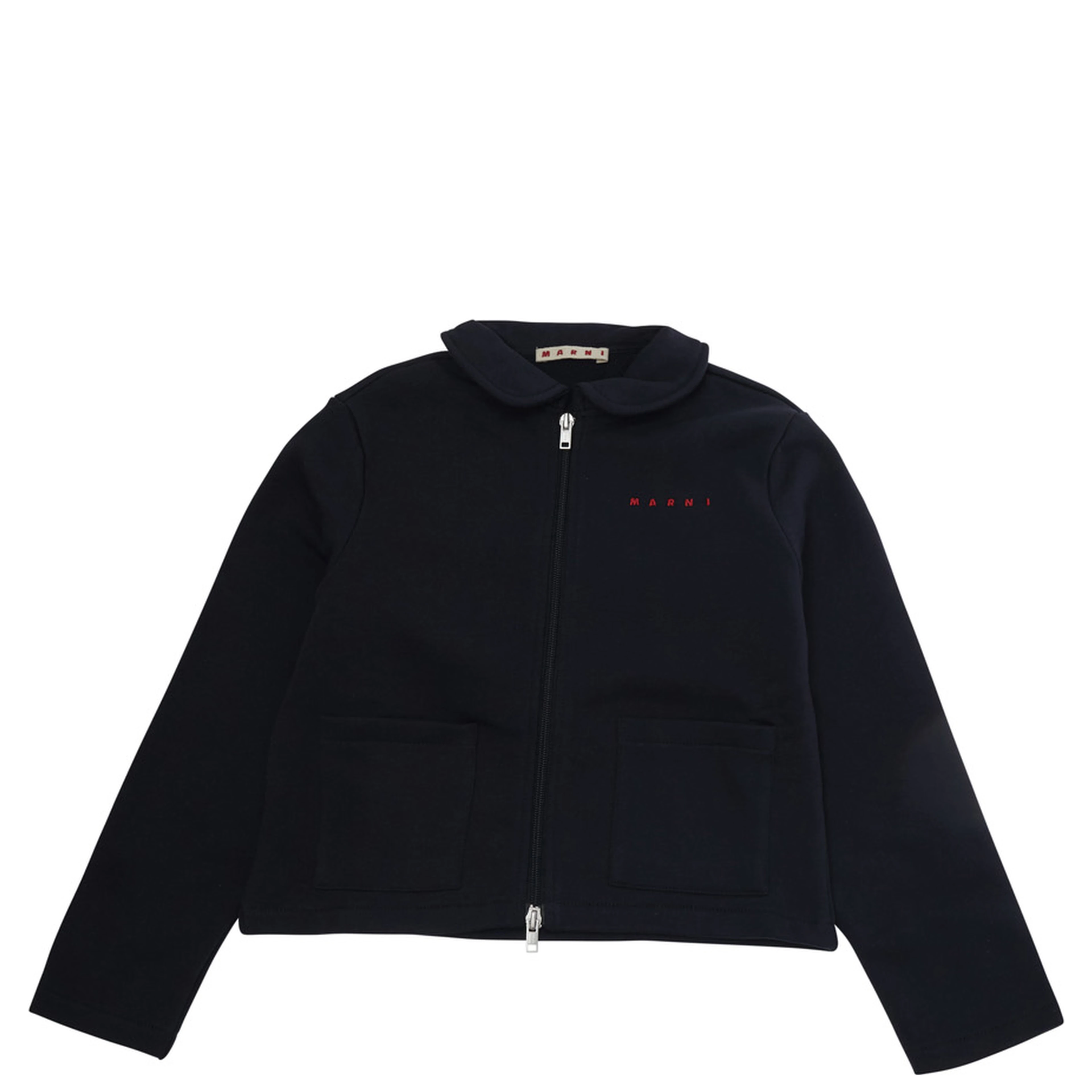 Blue Hoodie with logo lettering on the front and zip closure in Cotton Girl