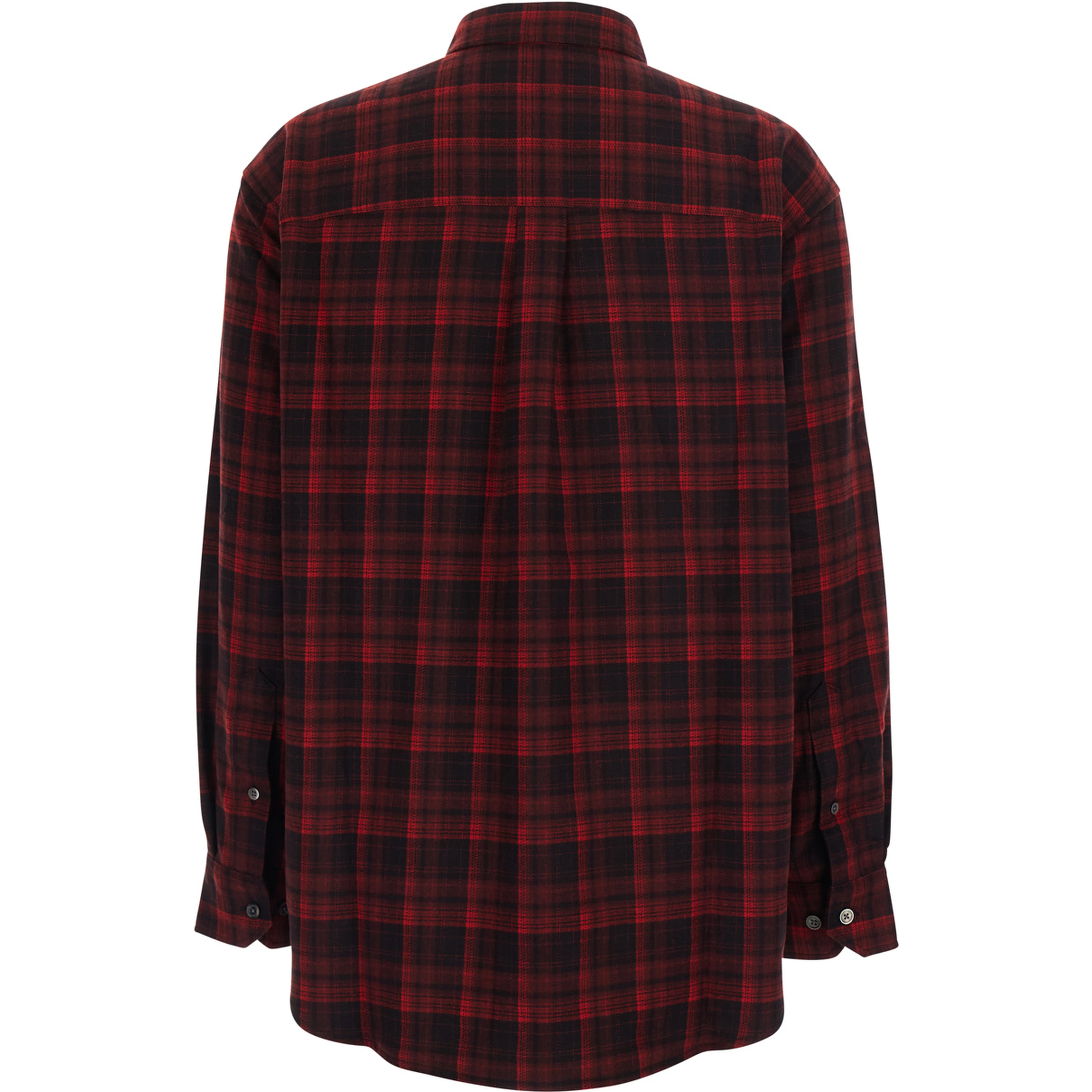 CHECKED FLANNEL BD SHIRT in Red Cotton for Men