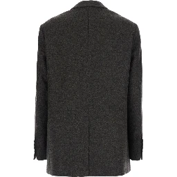 CLASSIC 2 BUTTON WOOL BLAZER with notched revers and side pockets in grey wool and cashmere for men