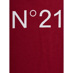 Red Crew Neck T-Shirt with Maxi Logo Print in Cotton Boy