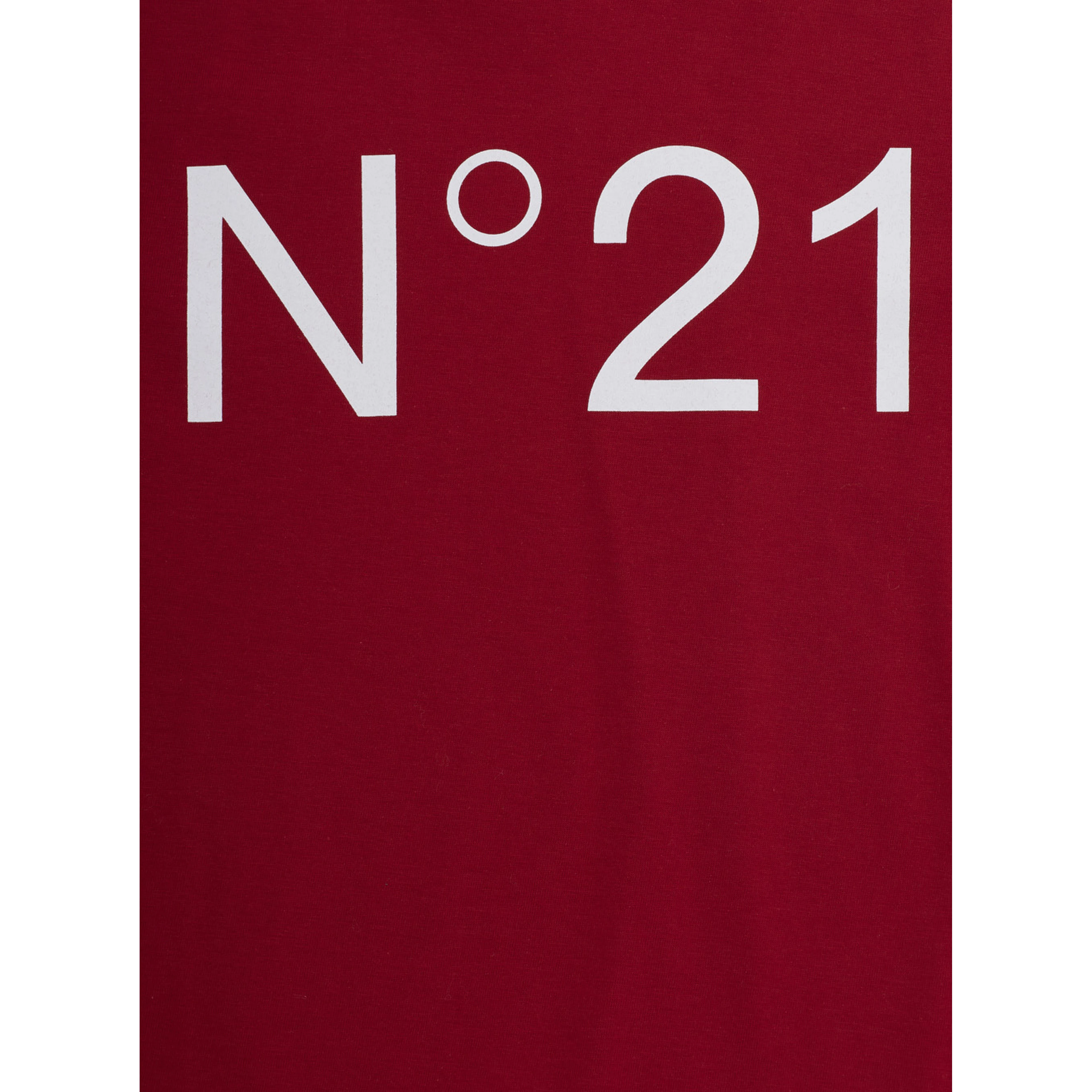 Red Crew Neck T-Shirt with Maxi Logo Print in Cotton Boy