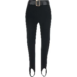 Black leggings with high waist belt in viscose Blend for women
