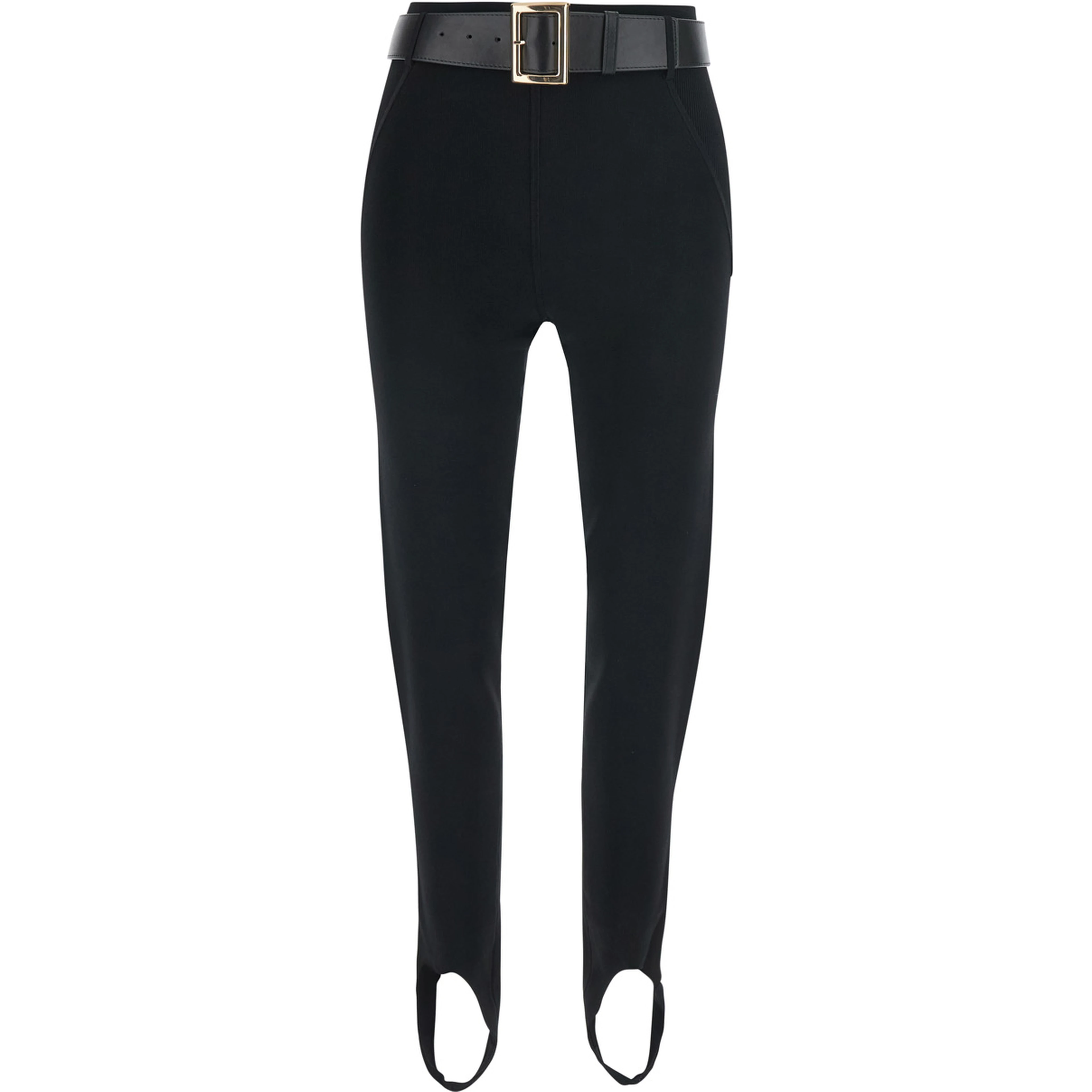 Black leggings with high waist belt in viscose Blend for women