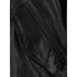 Refined leather jacket with collar and long sleeves in 100% black lamb unisex