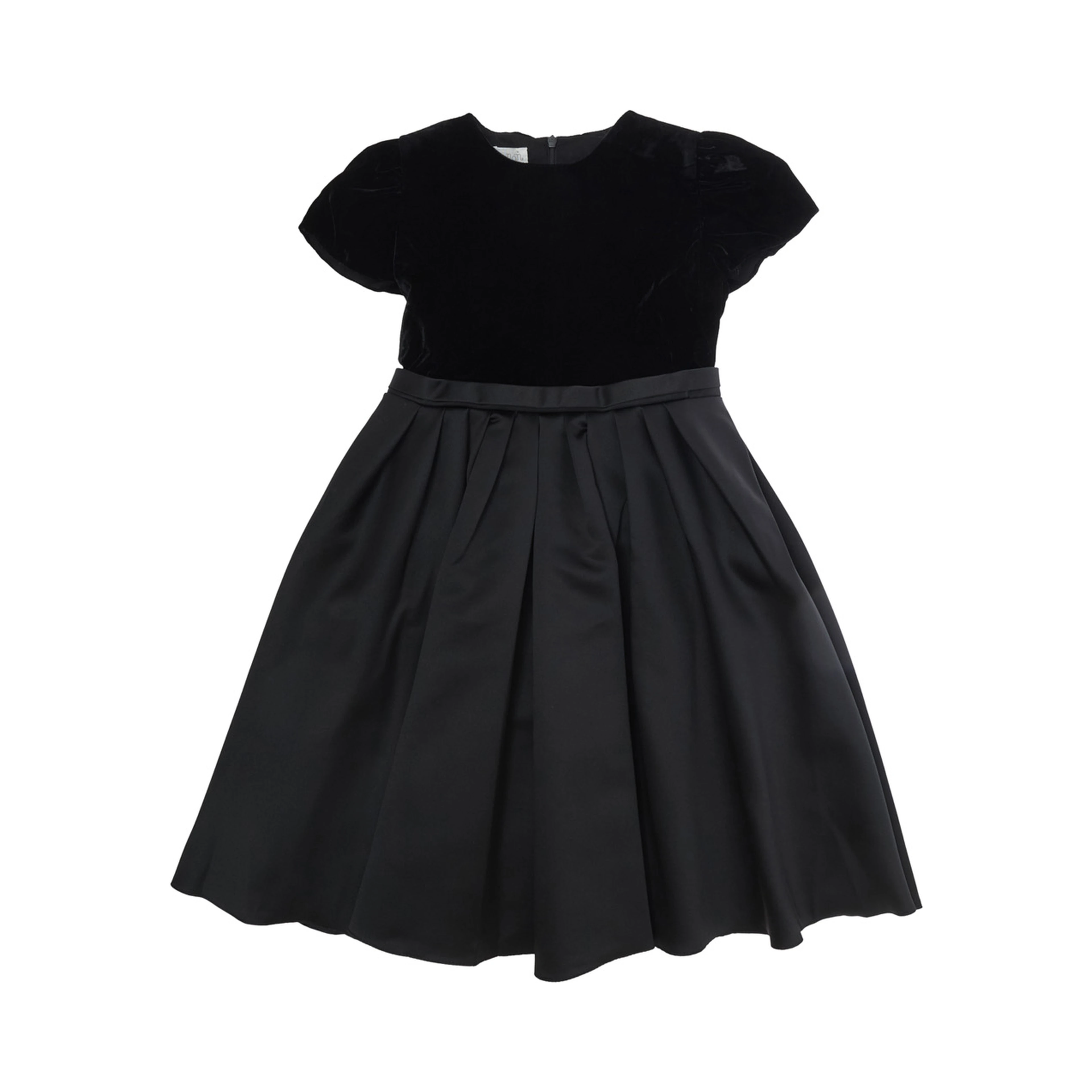 Short Sleeve Velvet Dress with 100% Polyester and Black Color for Girl