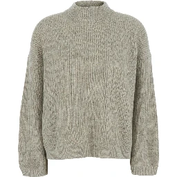 Gray Turtleneck Knit Sweater in Cashmere for Women
