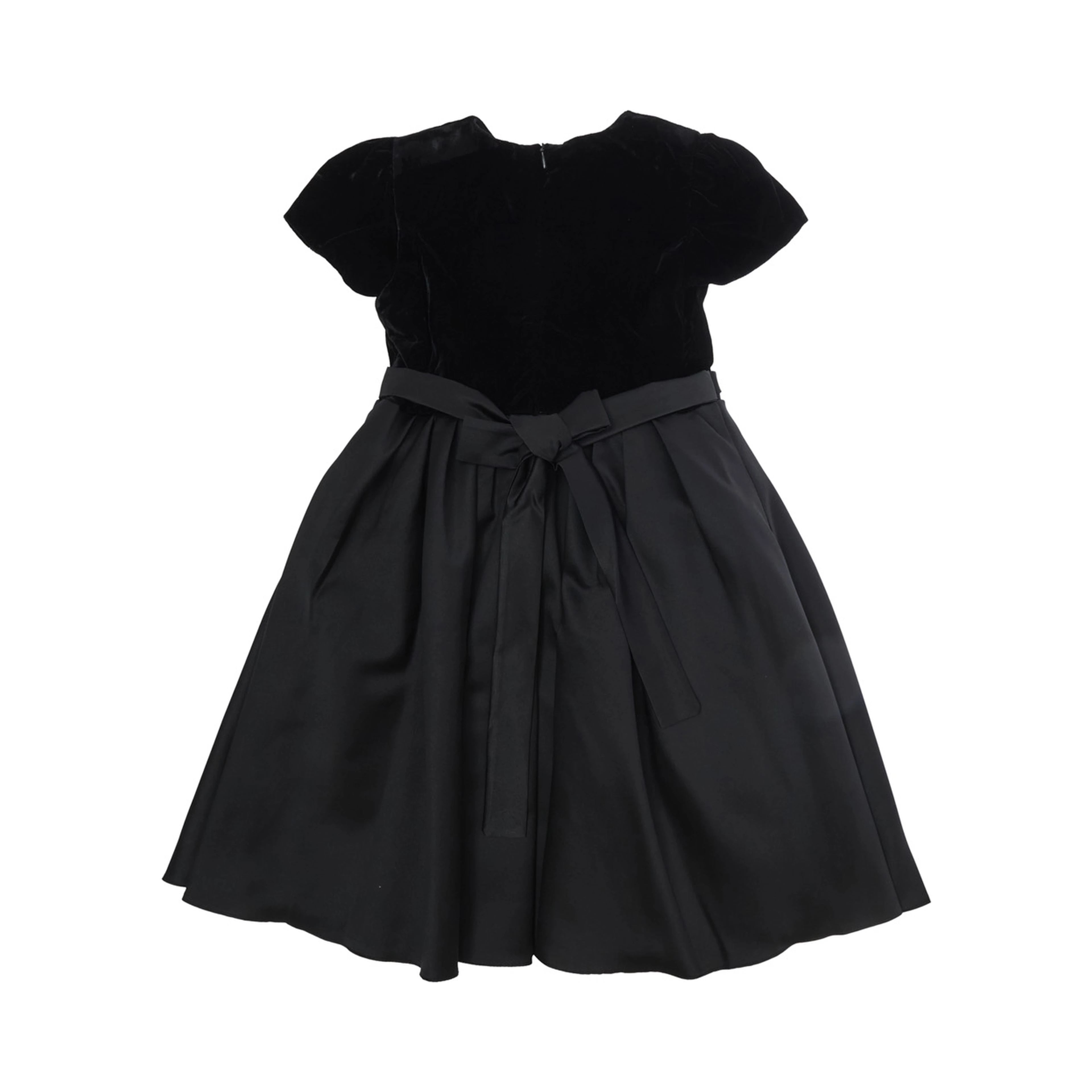 Short Sleeve Velvet Dress with 100% Polyester and Black Color for Girl