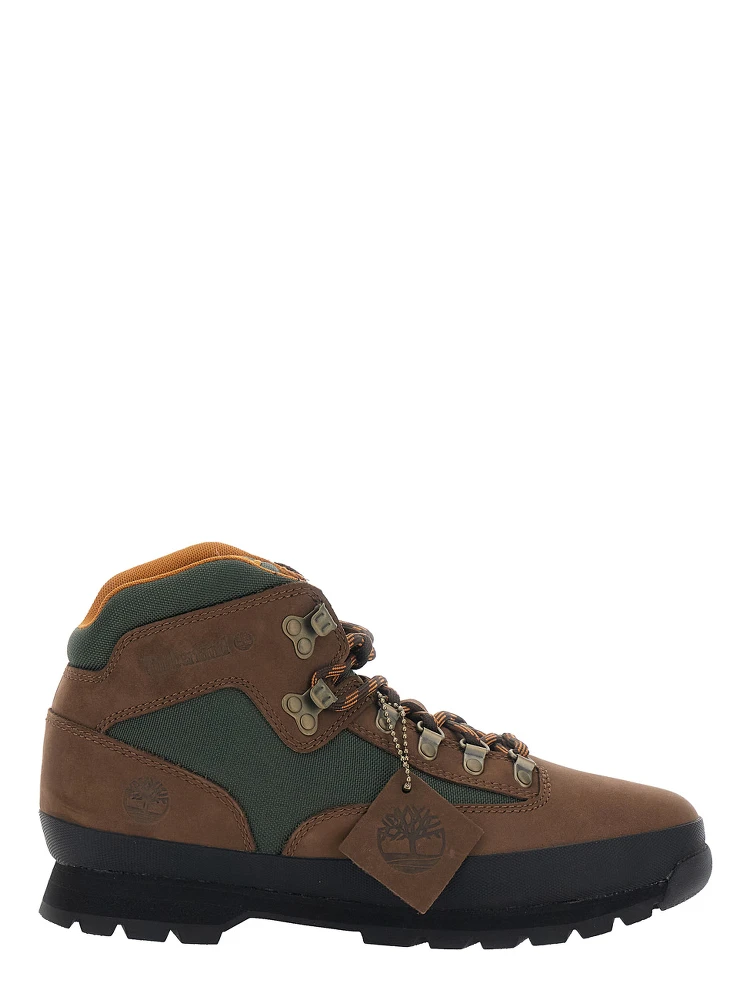 EURO HIKER Brown Ankle Boots with Logo Pendant and Lace Closure in Suede Men