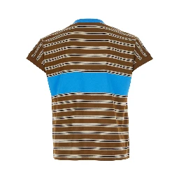 Brown T-shirt with striped motif and logo lettering on the front in Cotton Men