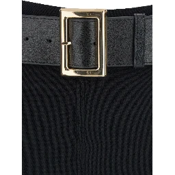 Black leggings with high waist belt in viscose Blend for women