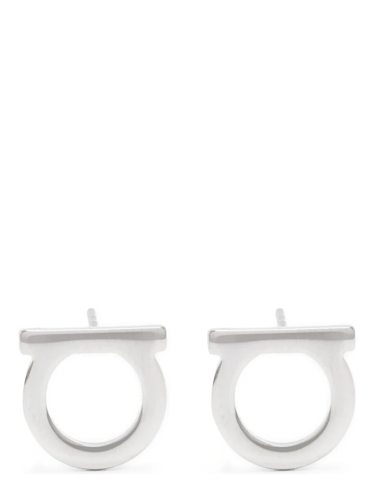 Gancini Earrings with Silver-Colored Brass Plate for Women