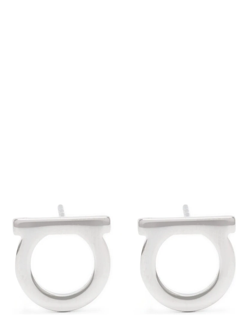 Gancini Earrings with Silver-Colored Brass Plate for Women