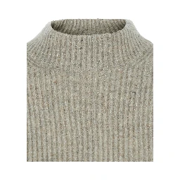 Gray Turtleneck Knit Sweater in Cashmere for Women