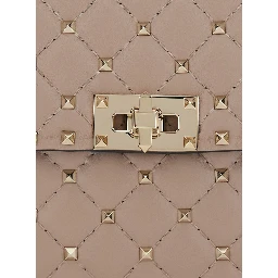 Spike Medium Beige Crossbody bag with Rockstud studs applied all-over in leather for women