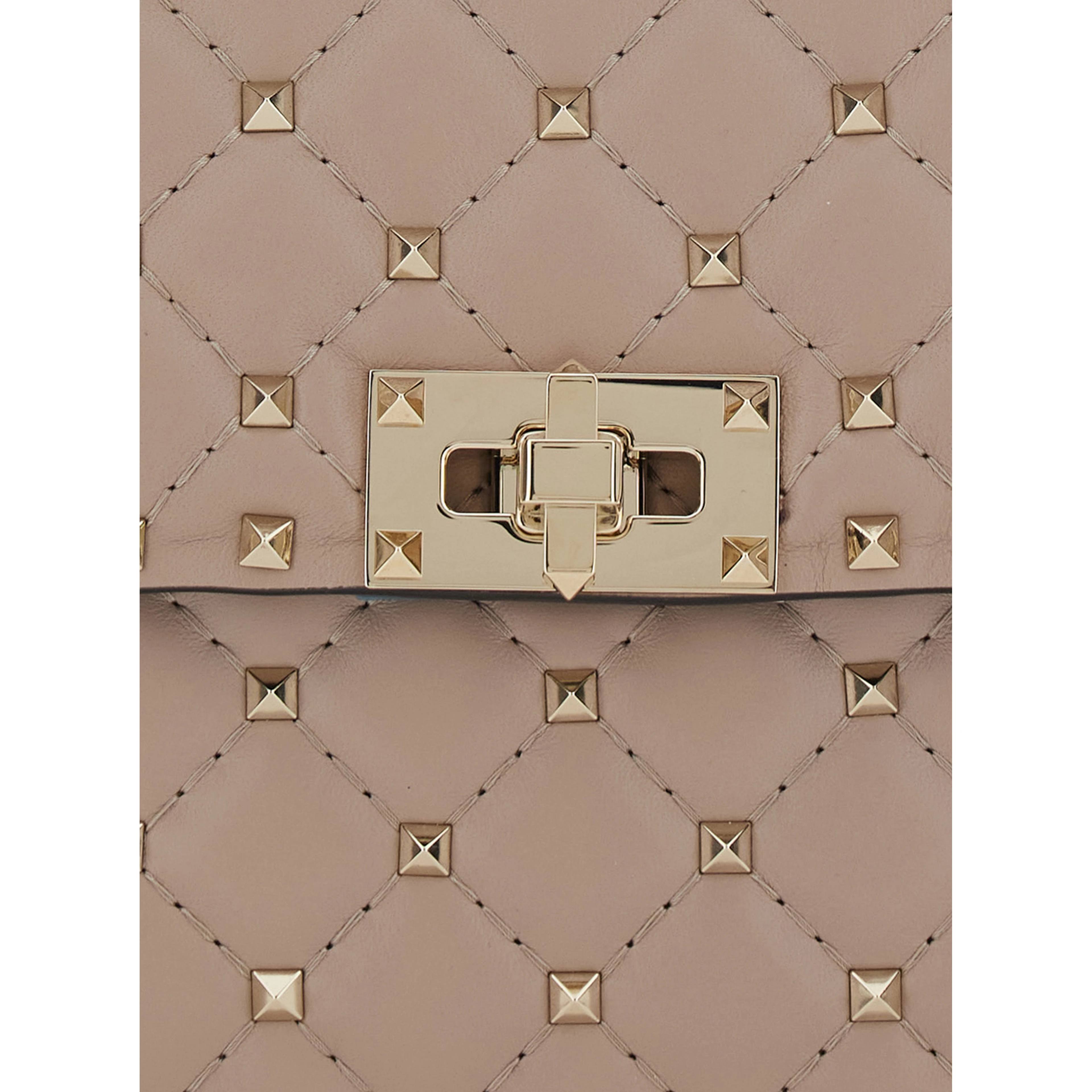 Spike Medium Beige Crossbody bag with Rockstud studs applied all-over in leather for women