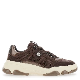 ATHENA brown Sneakers with laminated details in leather for women