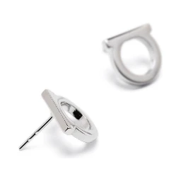 Gancini Earrings with Silver-Colored Brass Plate for Women