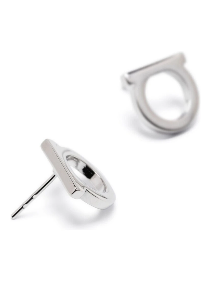 Gancini Earrings with Silver-Colored Brass Plate for Women